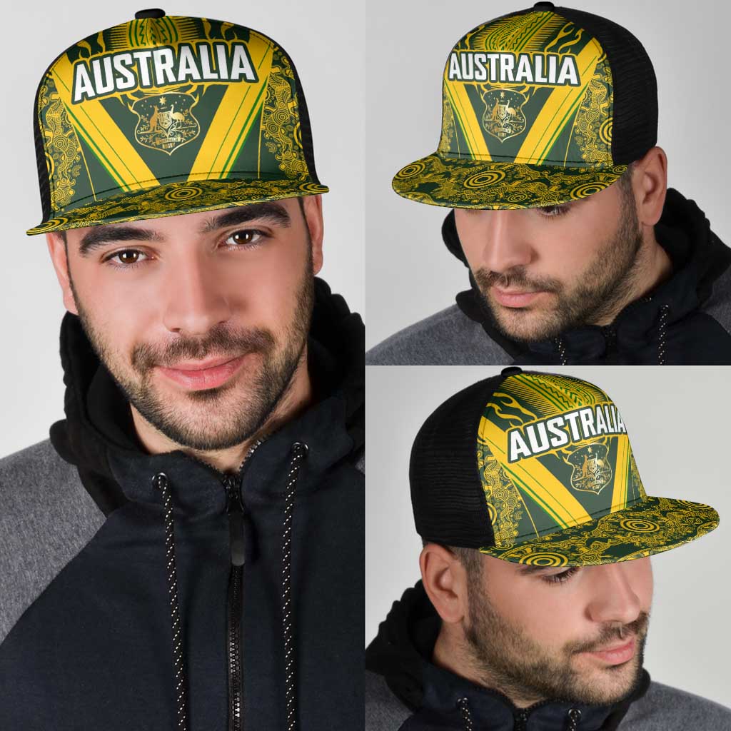 Australia Rugby Mesh Trucker Cap Aboriginal Art Sporty Style - Aussie Hoodie