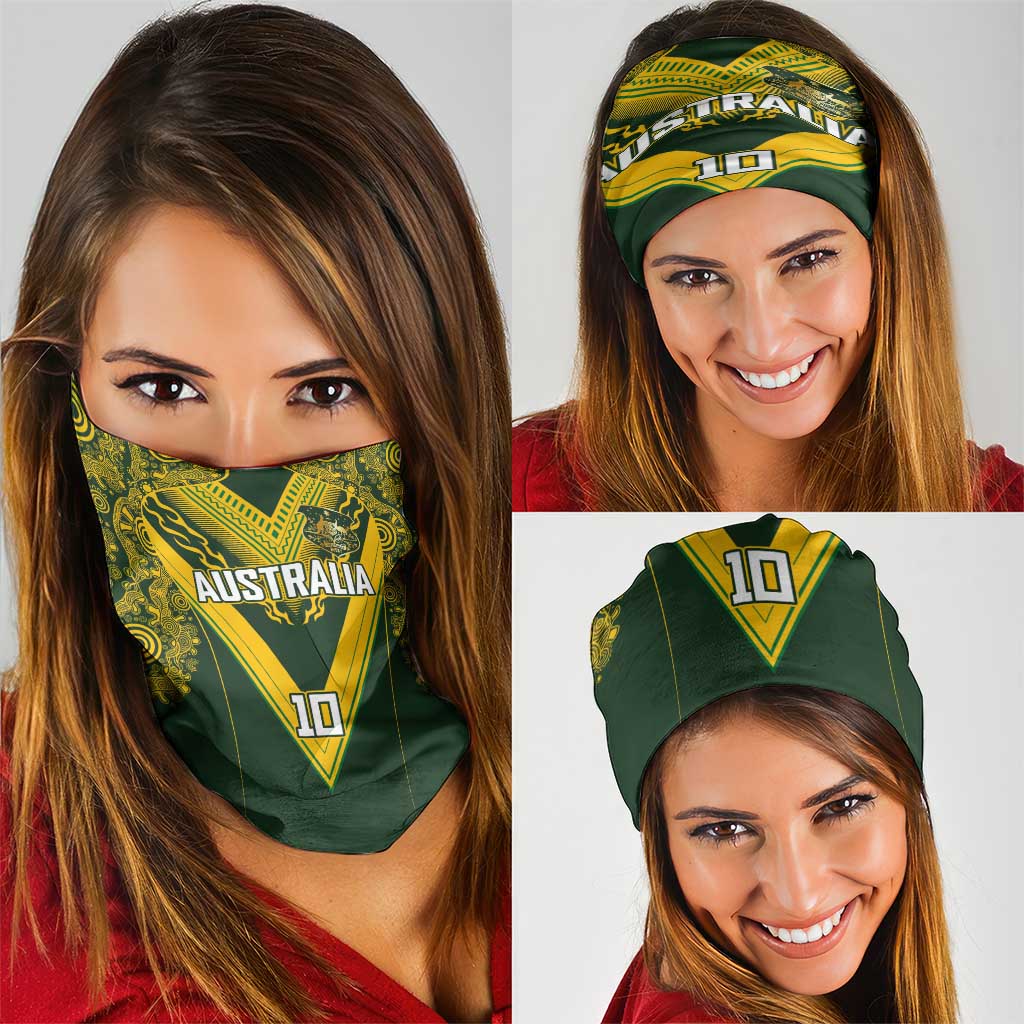 Australia Rugby Custom Neck Gaiter Aboriginal Art Sporty Style - Aussie Hoodie