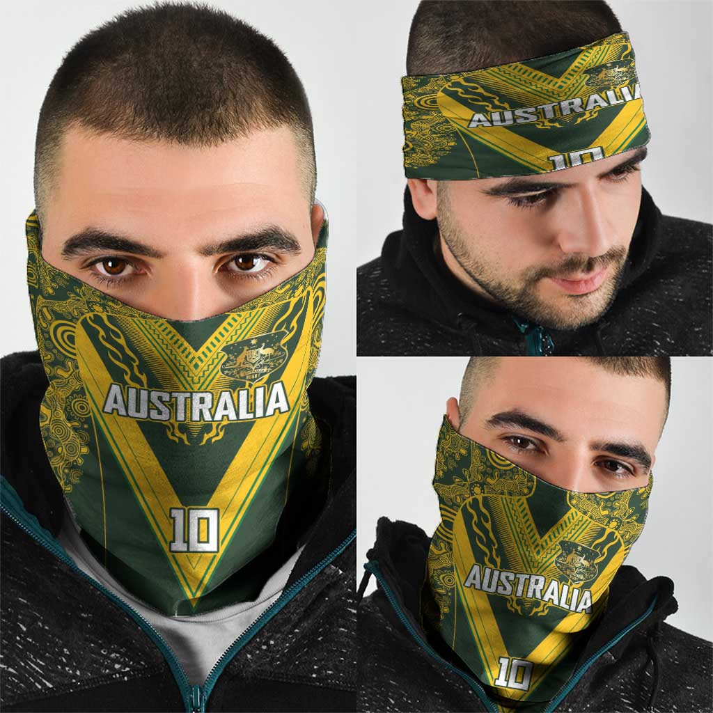 Australia Rugby Custom Neck Gaiter Aboriginal Art Sporty Style - Aussie Hoodie
