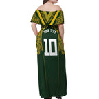 Australia Rugby Custom Off Shoulder Maxi Dress Aboriginal Art Sporty Style - Aussie Hoodie