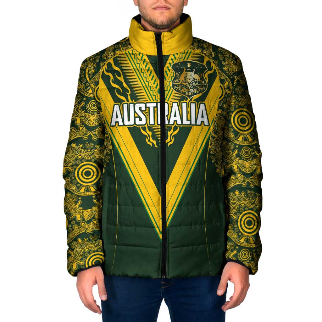 Australia Rugby Custom Padded Jacket Aboriginal Art Sporty Style - Aussie Hoodie