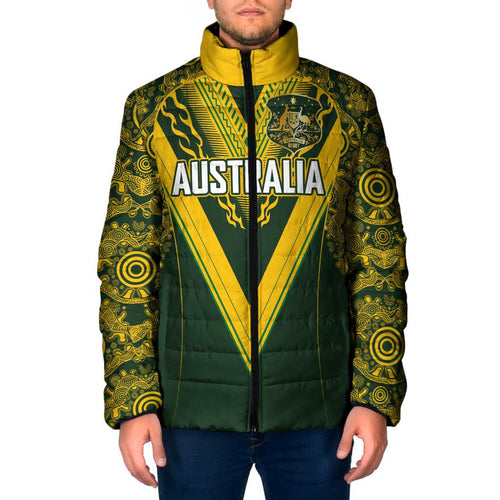 Australia Rugby Custom Padded Jacket Aboriginal Art Sporty Style - Aussie Hoodie
