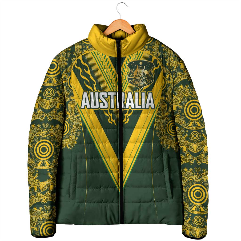 Australia Rugby Custom Padded Jacket Aboriginal Art Sporty Style - Aussie Hoodie