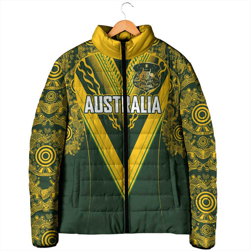 Australia Rugby Custom Padded Jacket Aboriginal Art Sporty Style - Aussie Hoodie