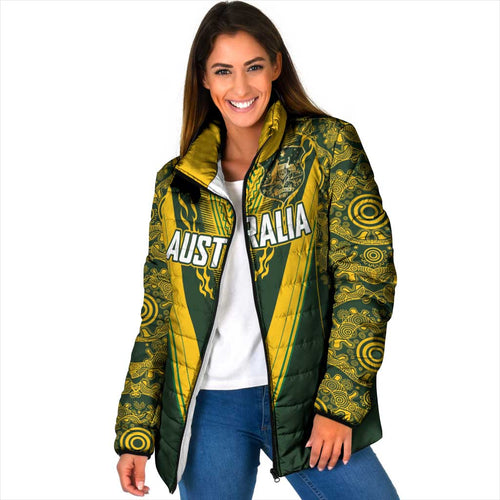 Australia Rugby Custom Padded Jacket Aboriginal Art Sporty Style - Aussie Hoodie