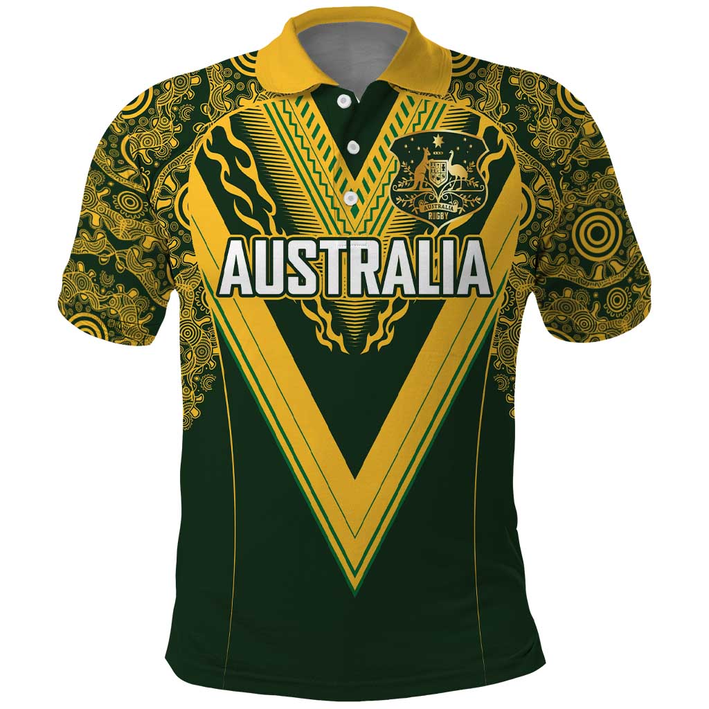Australia Rugby Custom Polo Shirt Aboriginal Art Sporty Style - Aussie Hoodie