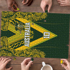 Australia Rugby Custom Puzzle Aboriginal Art Sporty Style - Aussie Hoodie