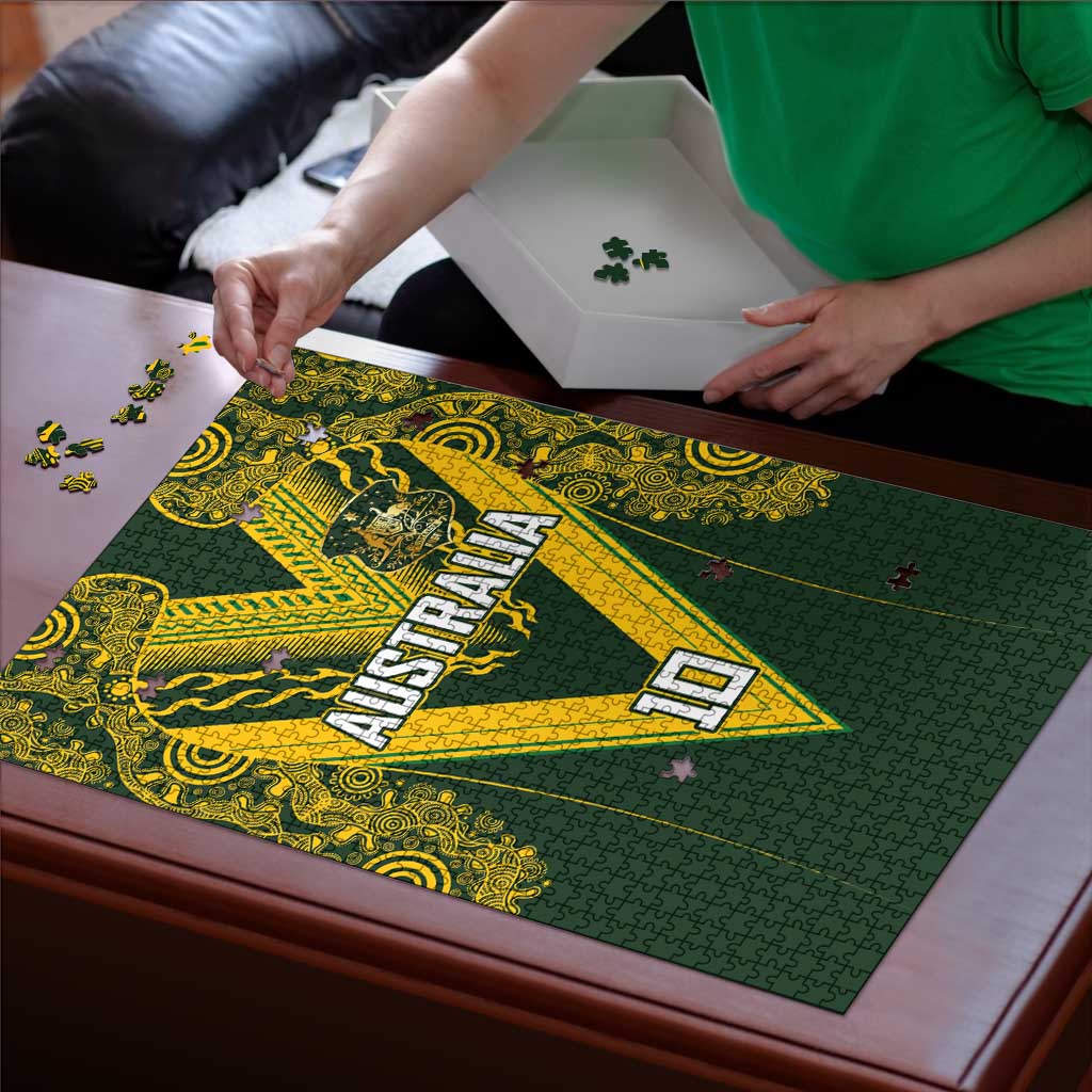 Australia Rugby Custom Puzzle Aboriginal Art Sporty Style - Aussie Hoodie
