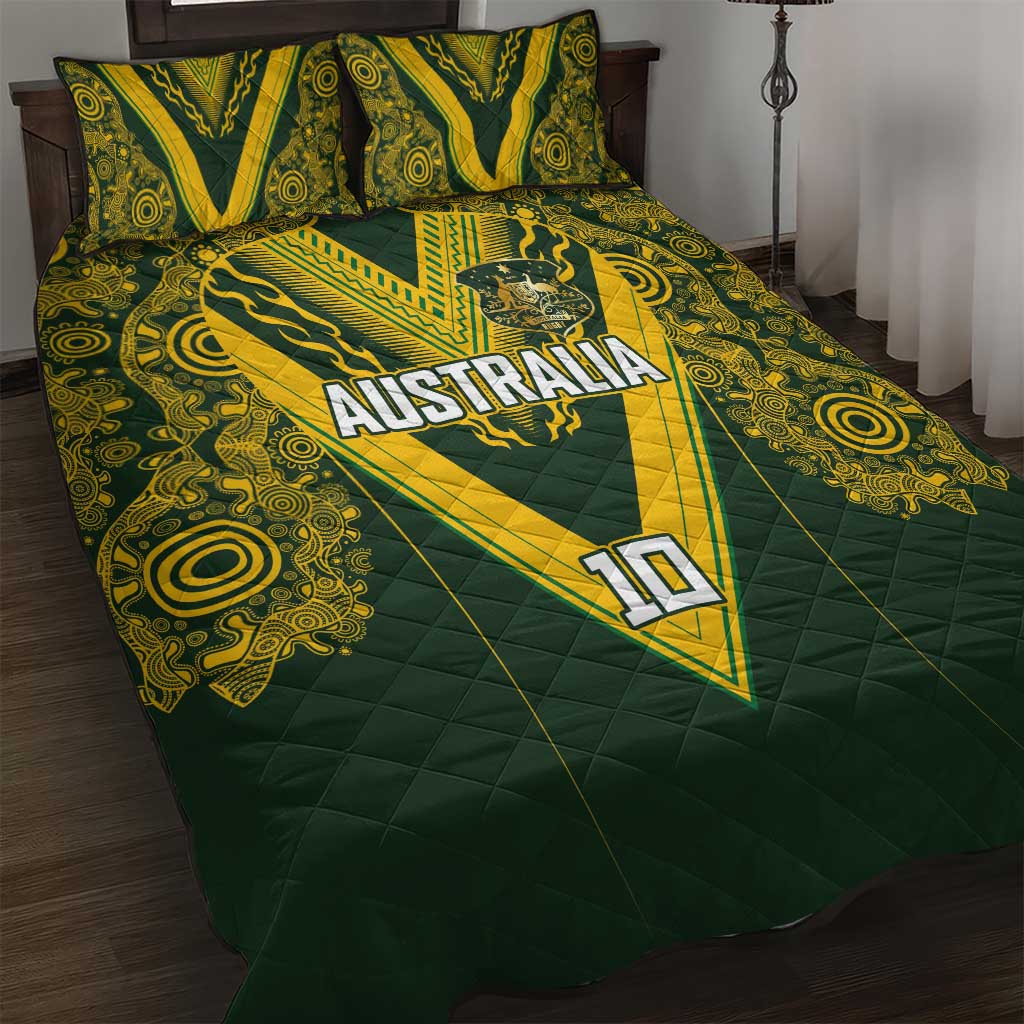 Australia Rugby Custom Quilt Bed Set Aboriginal Art Sporty Style - Aussie Hoodie