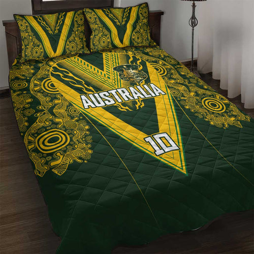 Australia Rugby Custom Quilt Bed Set Aboriginal Art Sporty Style - Aussie Hoodie