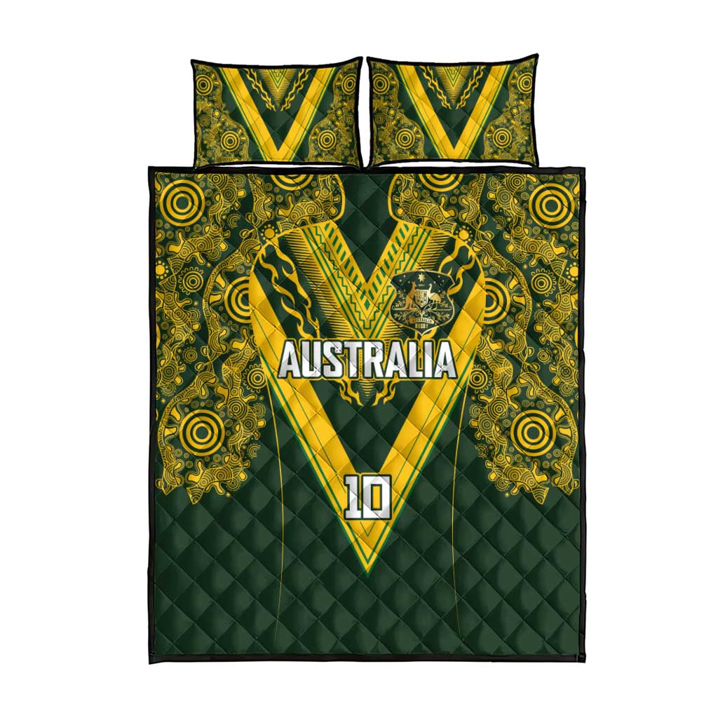Australia Rugby Custom Quilt Bed Set Aboriginal Art Sporty Style - Aussie Hoodie
