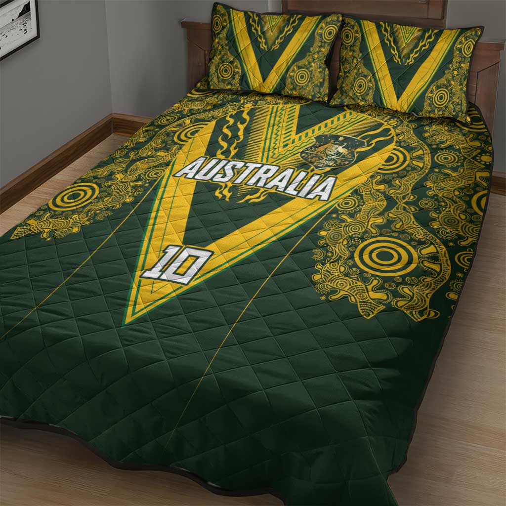 Australia Rugby Custom Quilt Bed Set Aboriginal Art Sporty Style - Aussie Hoodie