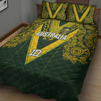 Australia Rugby Custom Quilt Bed Set Aboriginal Art Sporty Style - Aussie Hoodie
