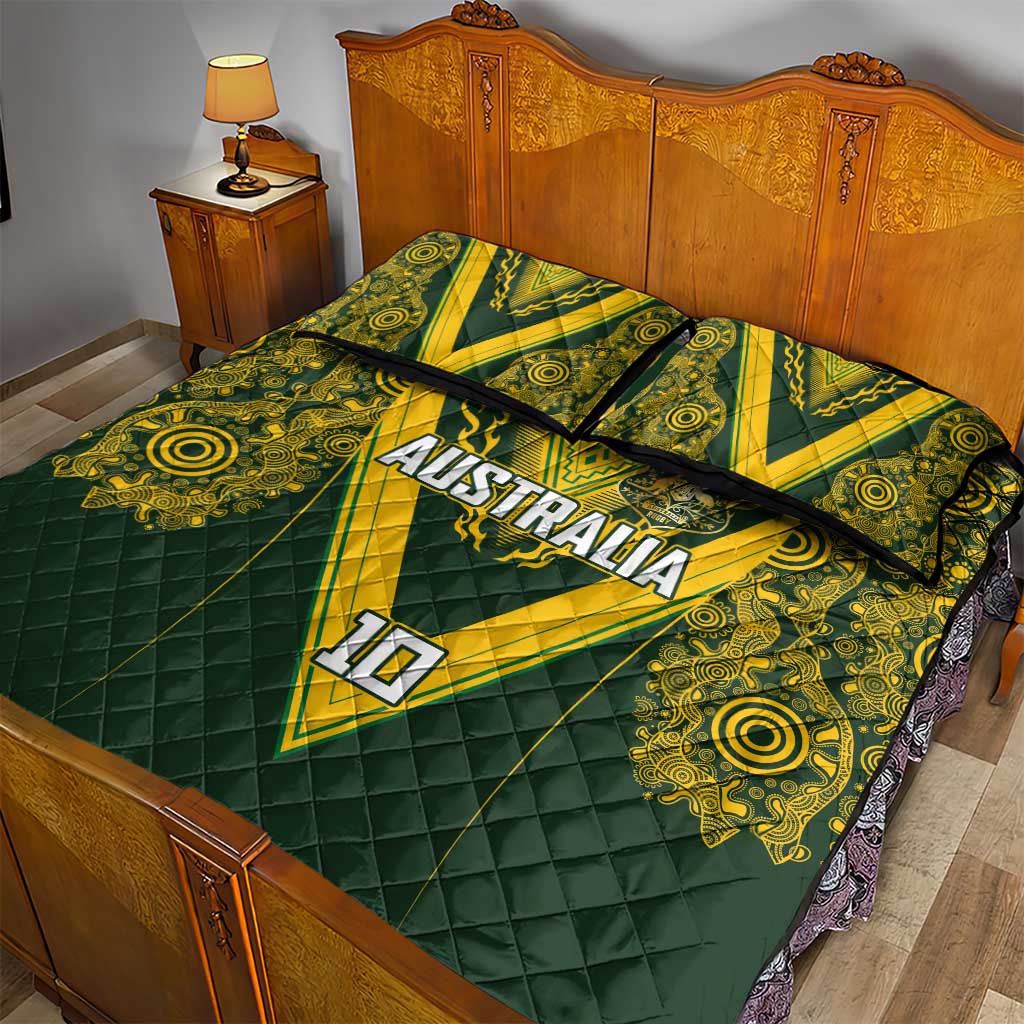 Australia Rugby Custom Quilt Bed Set Aboriginal Art Sporty Style - Aussie Hoodie