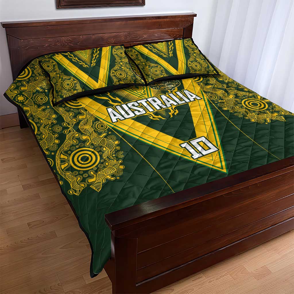Australia Rugby Custom Quilt Bed Set Aboriginal Art Sporty Style - Aussie Hoodie