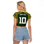 Australia Rugby Custom Raglan Cropped T Shirt Aboriginal Art Sporty Style - Aussie Hoodie