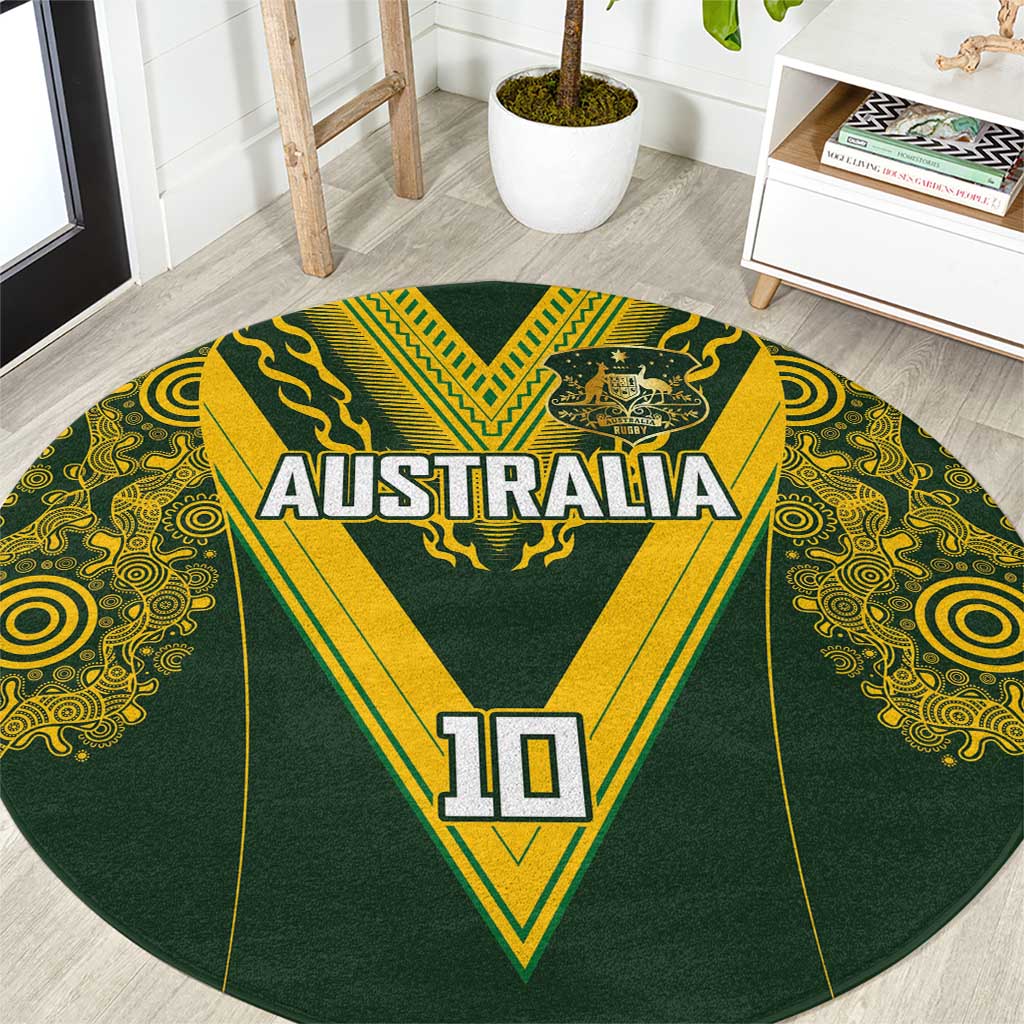 Australia Rugby Custom Round Carpet Aboriginal Art Sporty Style - Aussie Hoodie