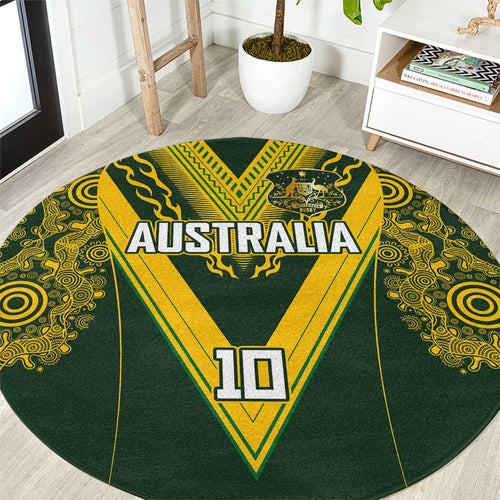 Australia Rugby Custom Round Carpet Aboriginal Art Sporty Style - Aussie Hoodie