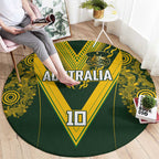 Australia Rugby Custom Round Carpet Aboriginal Art Sporty Style - Aussie Hoodie