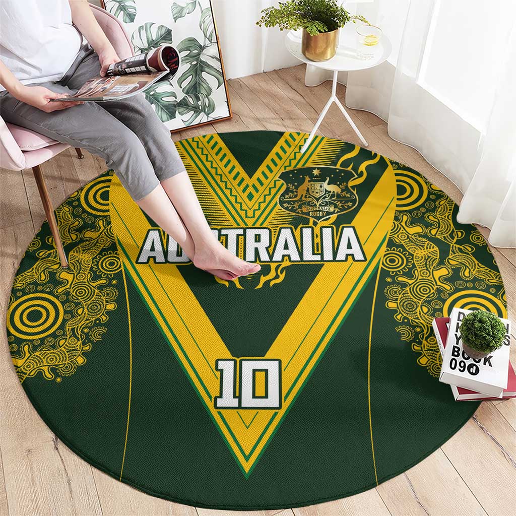 Australia Rugby Custom Round Carpet Aboriginal Art Sporty Style - Aussie Hoodie