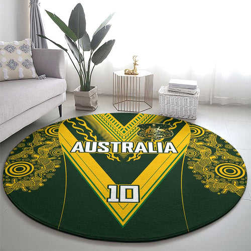 Australia Rugby Custom Round Carpet Aboriginal Art Sporty Style - Aussie Hoodie