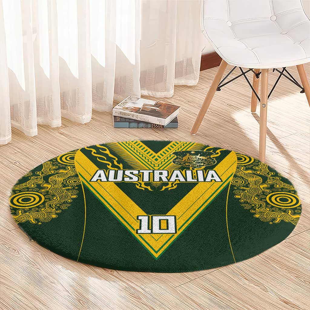 Australia Rugby Custom Round Carpet Aboriginal Art Sporty Style - Aussie Hoodie