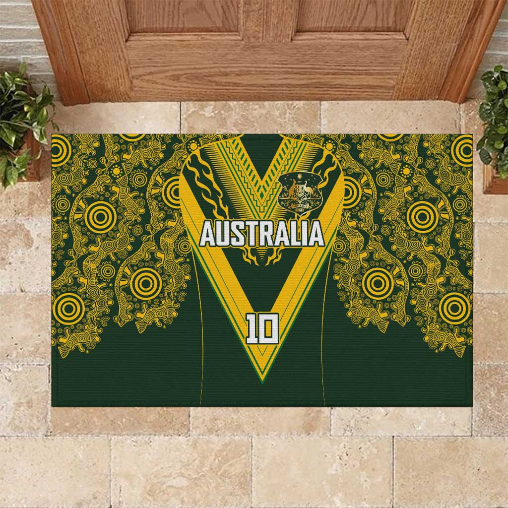 Australia Rugby Custom Rubber Doormat Aboriginal Art Sporty Style - Aussie Hoodie
