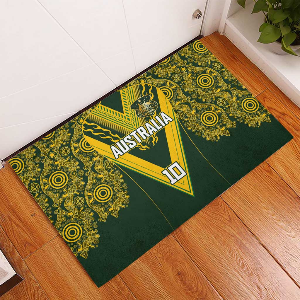 Australia Rugby Custom Rubber Doormat Aboriginal Art Sporty Style - Aussie Hoodie