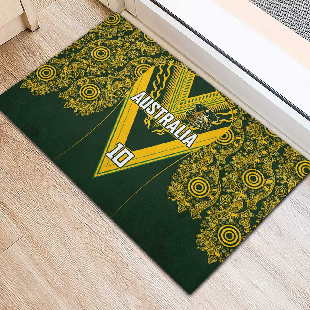 Australia Rugby Custom Rubber Doormat Aboriginal Art Sporty Style - Aussie Hoodie