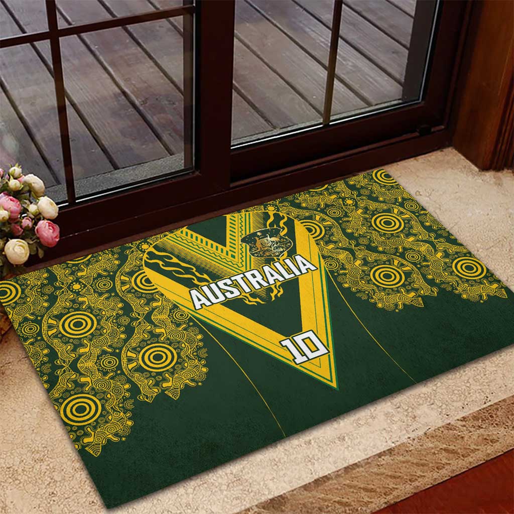 Australia Rugby Custom Rubber Doormat Aboriginal Art Sporty Style - Aussie Hoodie