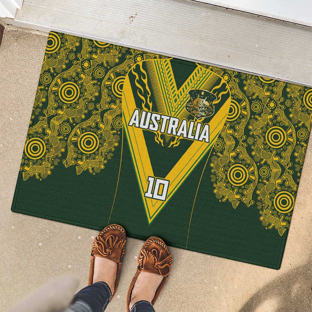 Australia Rugby Custom Rubber Doormat Aboriginal Art Sporty Style - Aussie Hoodie
