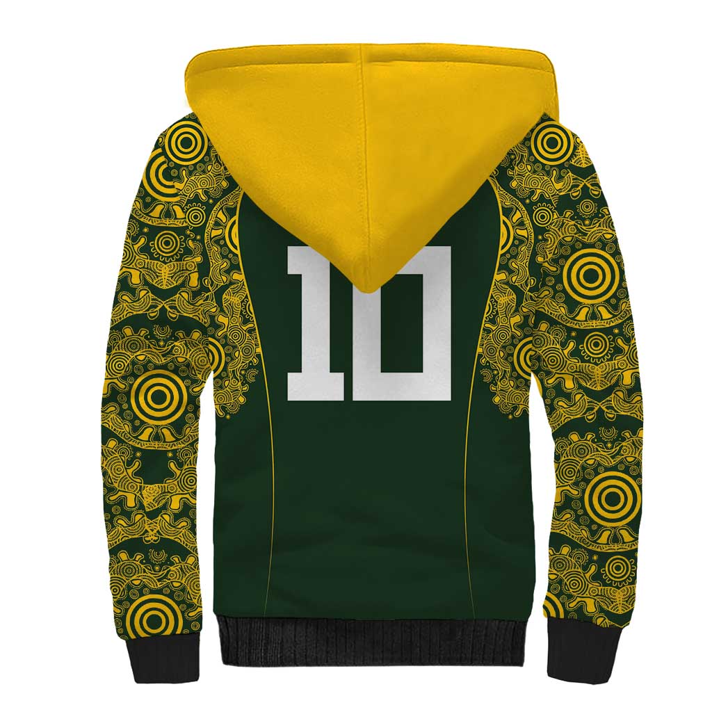 Australia Rugby Custom Sherpa Hoodie Aboriginal Art Sporty Style - Aussie Hoodie
