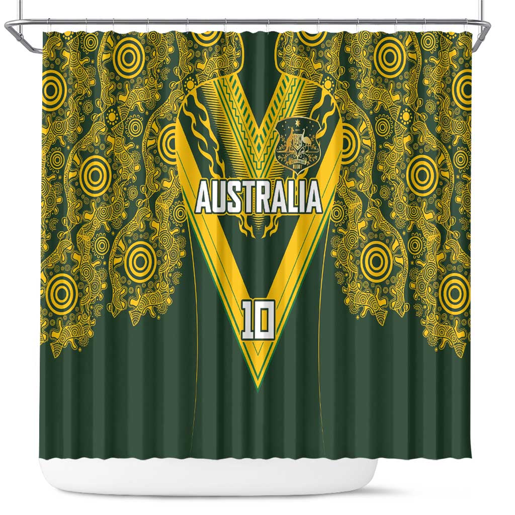 Australia Rugby Custom Shower Curtain Aboriginal Art Sporty Style - Aussie Hoodie