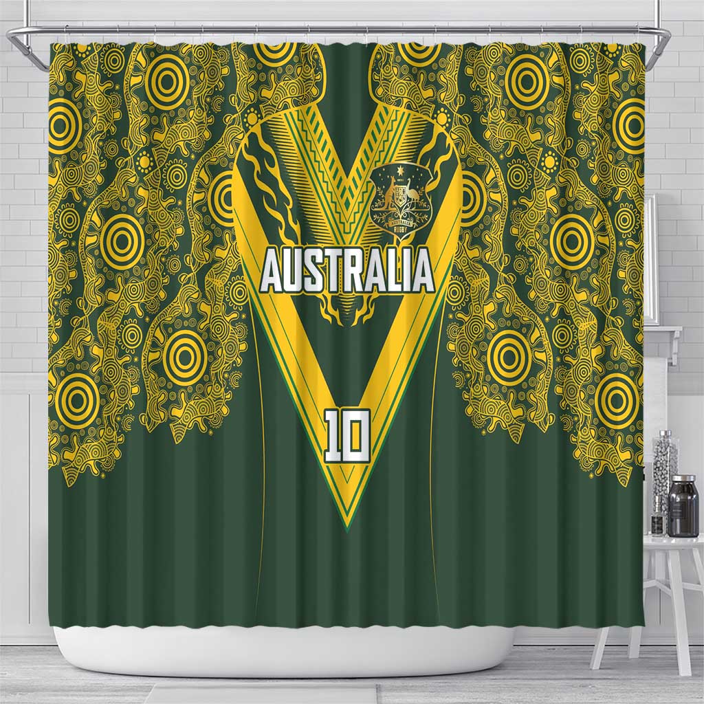 Australia Rugby Custom Shower Curtain Aboriginal Art Sporty Style - Aussie Hoodie