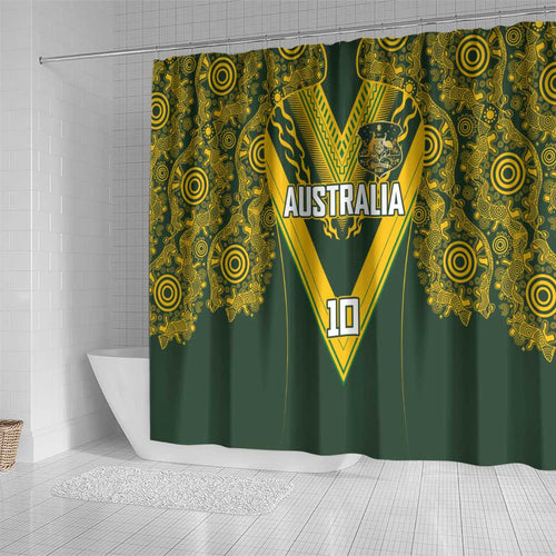 Australia Rugby Custom Shower Curtain Aboriginal Art Sporty Style - Aussie Hoodie