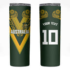Australia Rugby Custom Skinny Tumbler Aboriginal Art Sporty Style - Aussie Hoodie