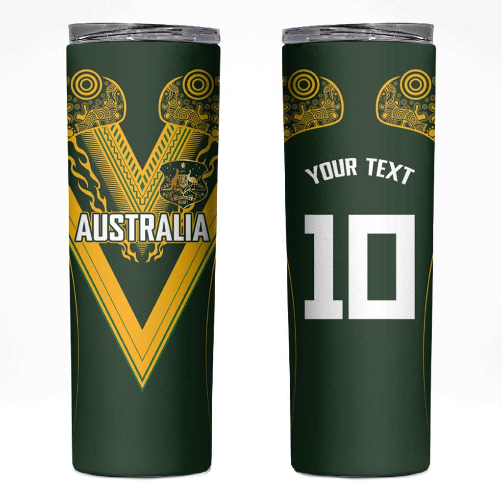 Australia Rugby Custom Skinny Tumbler Aboriginal Art Sporty Style - Aussie Hoodie