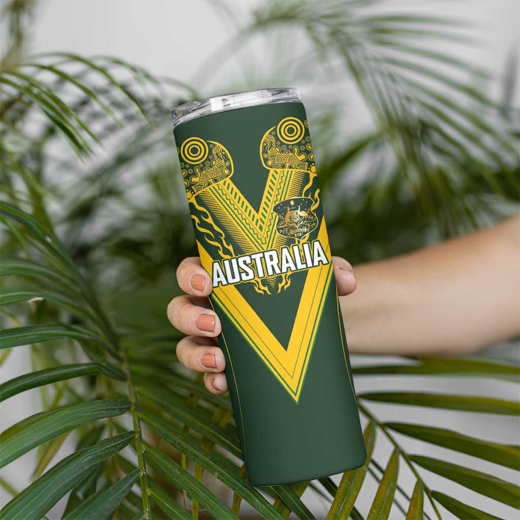 Australia Rugby Custom Skinny Tumbler Aboriginal Art Sporty Style - Aussie Hoodie