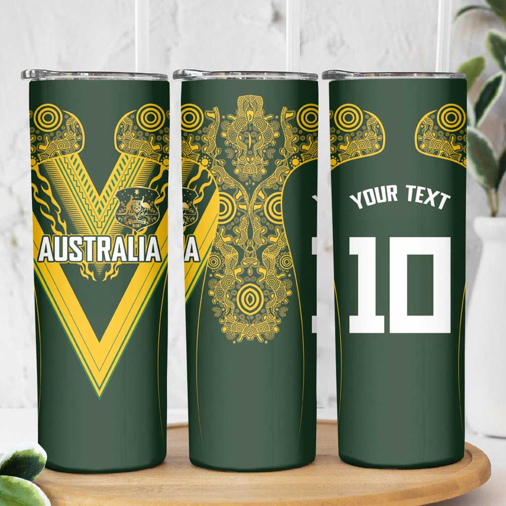 Australia Rugby Custom Skinny Tumbler Aboriginal Art Sporty Style - Aussie Hoodie