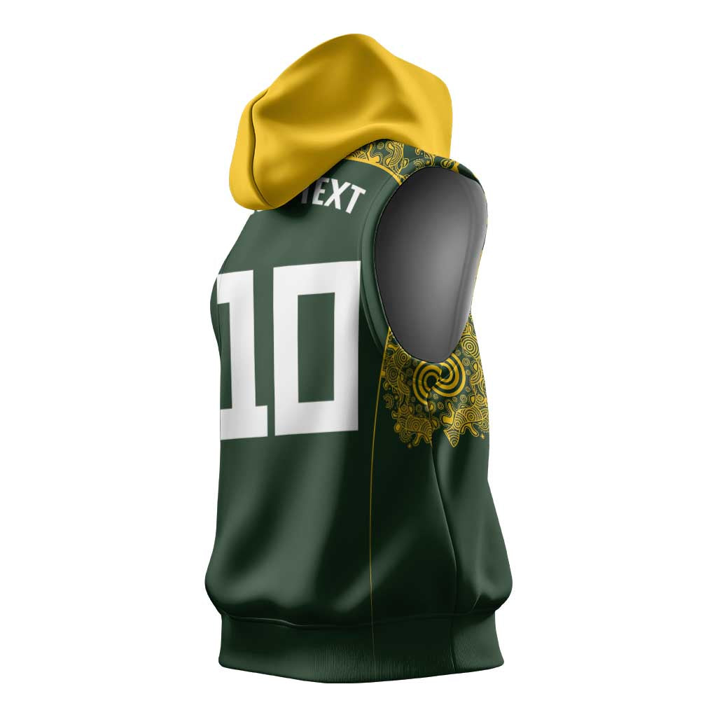 Australia Rugby Custom Sleeveless Hoodie Aboriginal Art Sporty Style - Aussie Hoodie