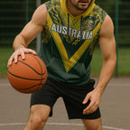 Australia Rugby Custom Sleeveless Hoodie Aboriginal Art Sporty Style - Aussie Hoodie