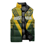 Australia Rugby Custom Sleeveless Puffer Jacket Aboriginal Art Sporty Style - Aussie Hoodie