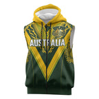 Australia Rugby Custom Sleeveless Zip Hoodie Aboriginal Art Sporty Style LT03