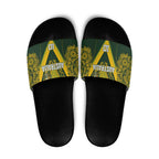 Australia Rugby Custom Slide Sandals Aboriginal Art Sporty Style - Aussie Hoodie