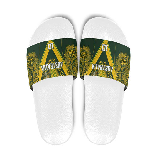 Australia Rugby Custom Slide Sandals Aboriginal Art Sporty Style - Aussie Hoodie