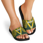 Australia Rugby Custom Slide Sandals Aboriginal Art Sporty Style - Aussie Hoodie