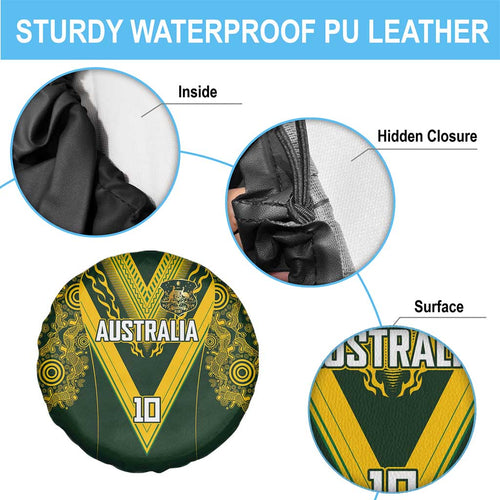 Australia Rugby Custom Spare Tire Cover Aboriginal Art Sporty Style - Aussie Hoodie