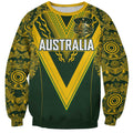 Australia Rugby Custom Sweatshirt Aboriginal Art Sporty Style - Aussie Hoodie