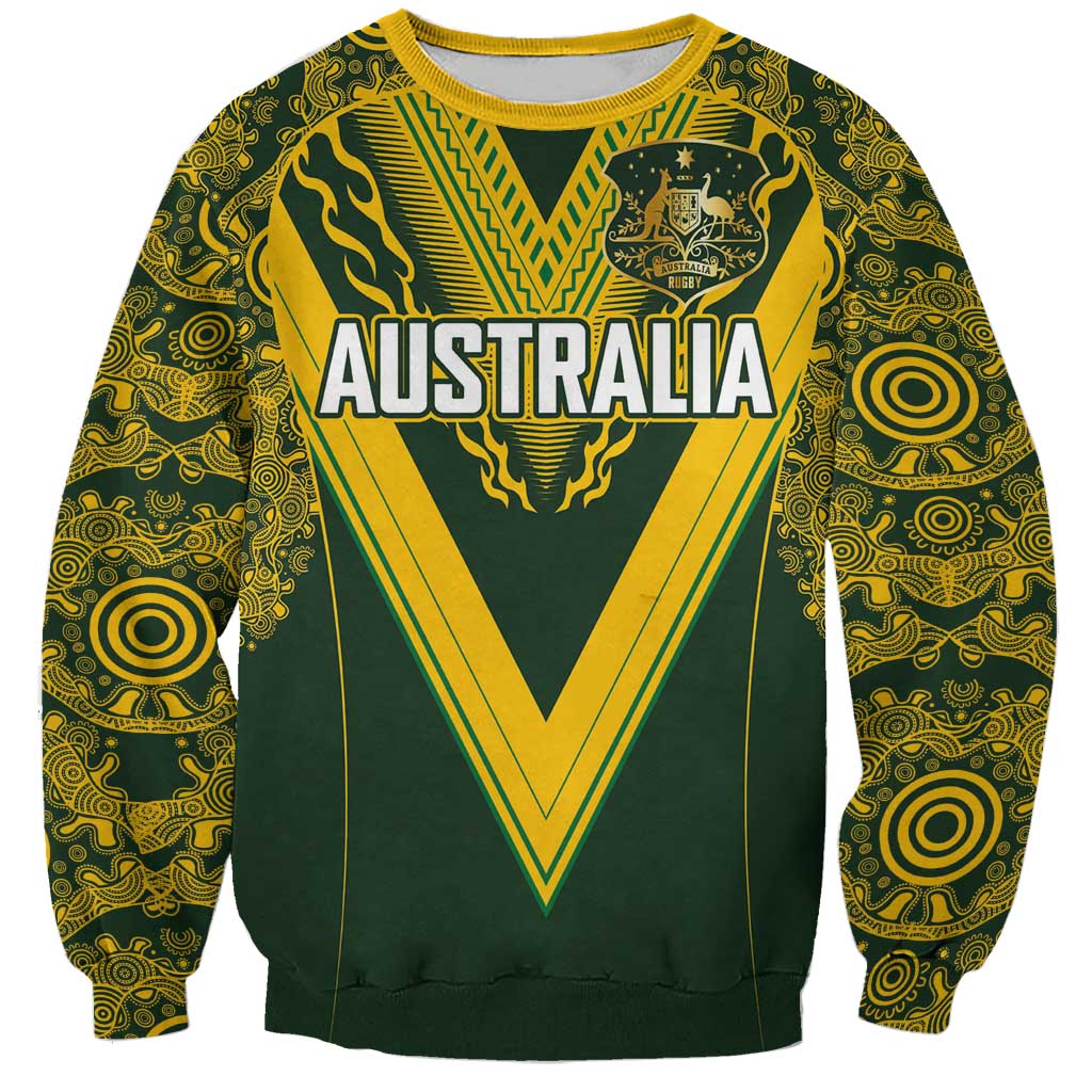 Australia Rugby Custom Sweatshirt Aboriginal Art Sporty Style - Aussie Hoodie