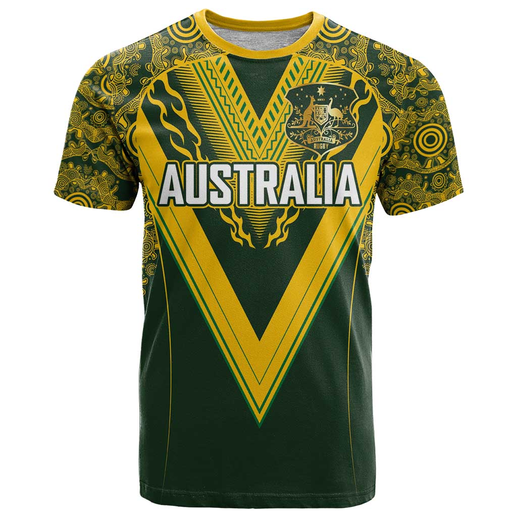 Australia Rugby Custom T Shirt Aboriginal Art Sporty Style - Aussie Hoodie